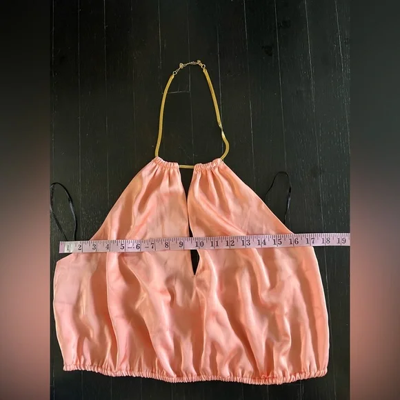 H&M Peach Satin Halter Camisole with Gold Strap - Picture 7 of 8